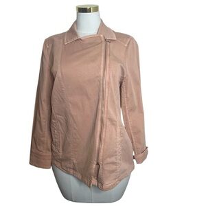 Chico’s Pink Lightweight Jacket with Zipper Closure & Buttoned Sleeves 12/14